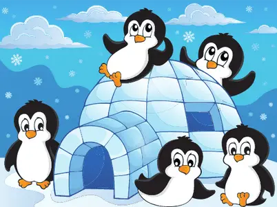 Penguins on Igloo