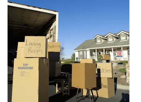 Stacking boxes for moving a home