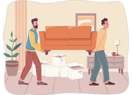 Moving storage tips (2023) 2 Two people moving a couch